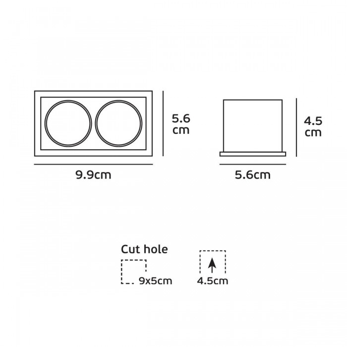 VK/04299/W/W/2 - Χωνευτό σποτ led, 7W, 3000K, 947lm, 35°, IP20, λευκό