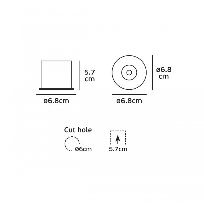 VK/04340/W/W - Χωνευτό σποτ led, 3W, 3000K, 128lm, 8°, IP20, λευκό