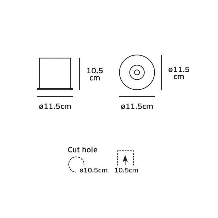 VK/04346/B/W - Χωνευτό κινητό σποτ led, 11W, 3000K, 1.265lm, 35°, IP20, μαύρο