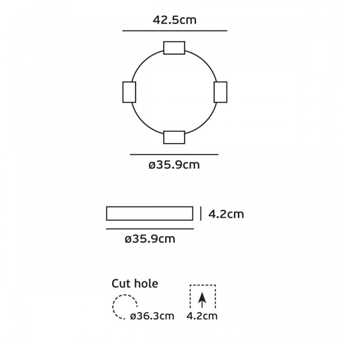 VK/04347/W/C/43 - Χωνευτό φωτιστικό led, Trimless, 33W, 4000K, 5364lm, 110°, IP20, ø35.9cm, λευκό