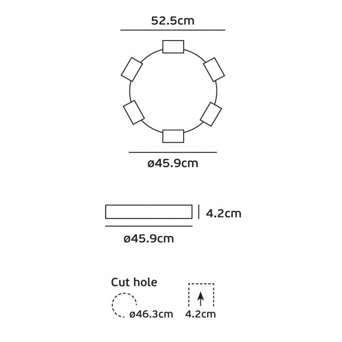 VK/04347/W/W/53 - Χωνευτό φωτιστικό led, Trimless, 33W, 3000K, 4936lm, 110°, IP20, ø45.9cm, λευκό