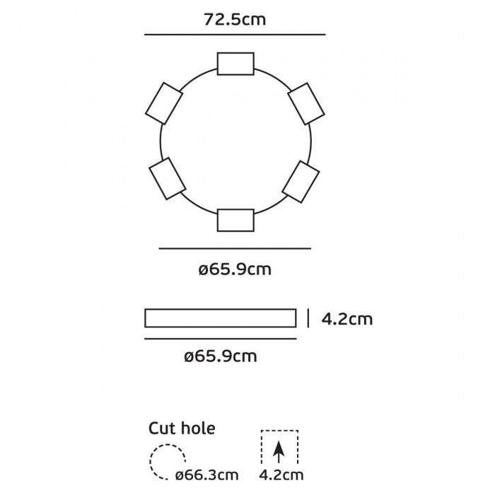 VK/04347/W/W/73 - Χωνευτό φωτιστικό led, Trimless, 52W, 3000K, 8042lm, 110°, IP20, ø65.9cm, λευκό