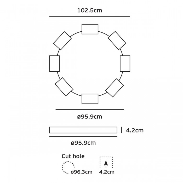 VK/04347/W/W/103 - Χωνευτό φωτιστικό led, Trimless, 105W, 3000K, 15.772lm, 110°, IP20, ø95.9cm, λευκό
