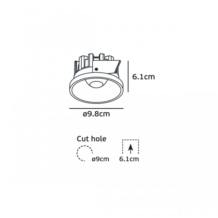 VK/04435/W/C/98 - Χωνευτό φωτιστικό οροφής led, 17W, 4000K, 905lm, 20°, CRI>90, IP44, ø9.8x6.1cm, λευκό VK/04435/W/C/98 - Χωνευτό φωτιστικό οροφής led, 17W, 4000K, 905lm, 20°, CRI>90, IP44, ø9.8x6.1cm, λευκό
