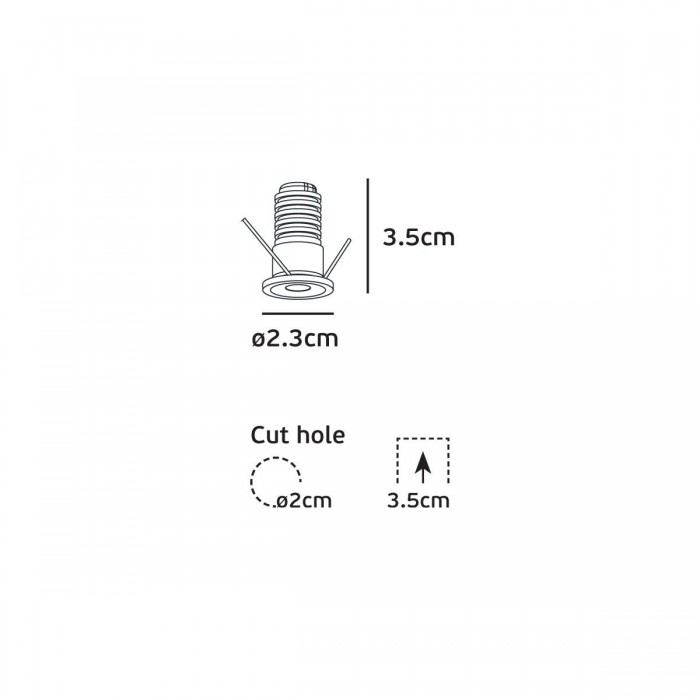 VK/04436/W/W - Χωνευτό φωτιστικό οροφής led, 1W, 3000K, 65lm, 24°, CRI>90, IP20, ø2.3cm, λευκό VK/04436/W/W - Χωνευτό φωτιστικό οροφής led, 1W, 3000K, 65lm, 24°, CRI>90, IP20, ø2.3cm, λευκό