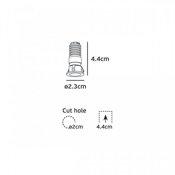 VK/04438/B/W - Χωνευτό φωτιστικό οροφής led, 1W, 3000K, 65lm, 24°, CRI>90, IP20, ø2.3cm, μαύρο VK/04438/B/W - Χωνευτό φωτιστικό οροφής led, 1W, 3000K, 65lm, 24°, CRI>90, IP20, ø2.3cm, μαύρο