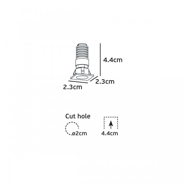 VK/04439/W/W - Χωνευτό φωτιστικό οροφής led, 1W, 3000K, 65lm, 24°, CRI>90, IP20, 2.3x2.3cm, λευκό VK/04439/W/W - Χωνευτό φωτιστικό οροφής led, 1W, 3000K, 65lm, 24°, CRI>90, IP20, 2.3x2.3cm, λευκό