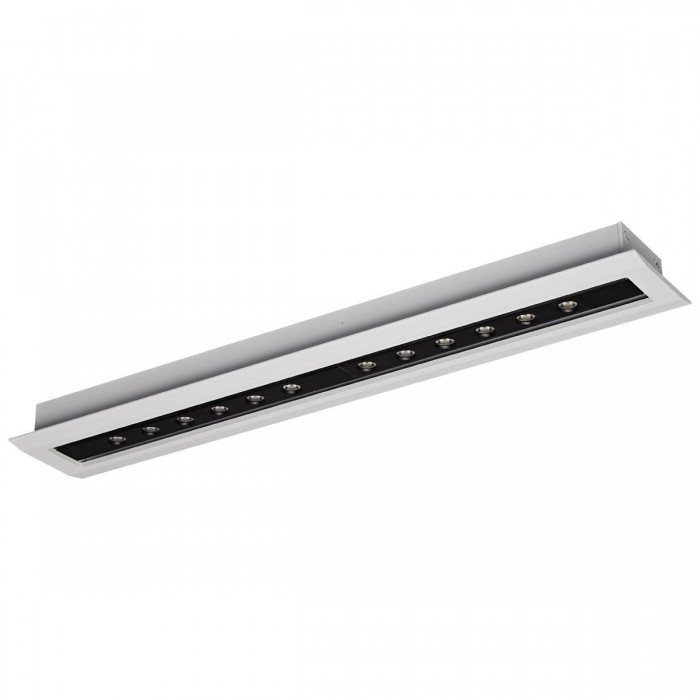 VK/04442/WB/C - Χωνευτό κινητό φωτιστικό οροφής led, 12x1W, 4000K, 870lm, 24°, CRI>90, IP20, 33x5.5x4.2cm, λευκό+μαύρο VK/04442/WB/C - Χωνευτό κινητό φωτιστικό οροφής led, 12x1W, 4000K, 870lm, 24°, CRI>90, IP20, 33x5.5x4.2cm, λευκό+μαύρο