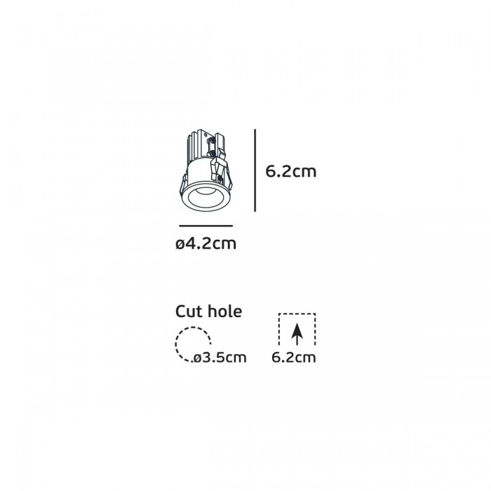 VK/04429/B/C - Χωνευτό φωτιστικό οροφής led, 5W, 4000K, 612lm, 30°, CRI>90, IP20, ø4.2cm, μαύρο VK/04429/B/C - Χωνευτό φωτιστικό οροφής led, 5W, 4000K, 612lm, 30°, CRI>90, IP20, ø4.2cm, μαύρο