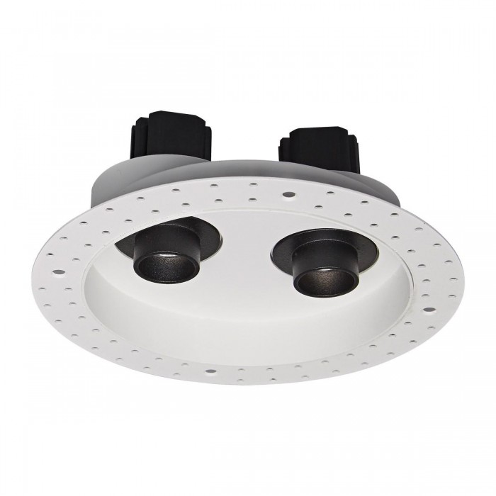 VK/04448/WB/W - Χωνευτό κινητό φωτιστικό οροφής led trimless, 11W, 3000K, 744lm, 30°, CRI>90, IP20, ø16.3cm, λευκό+μαύρο