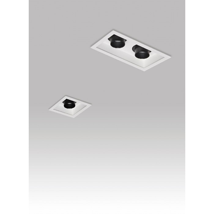 VK/04450/WB/W - Χωνευτό κινητό φωτιστικό οροφής led, 11W, 3000K, 803lm, 30°, CRI>90, IP20, 12.1x6.7cm, λευκό+μαύρο
