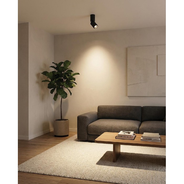 VK/04719/CE/B/W - Μαύρο. 3000K. 12W. 788lm. AC200-240V. DC25-42V 300mA. LED Bridgelux. 35°.  < 45°C. 50.000hrs. Κινητό οροφής. Dim No. CRI>90. ø6.1cm. Αλουμίνιο. IP20