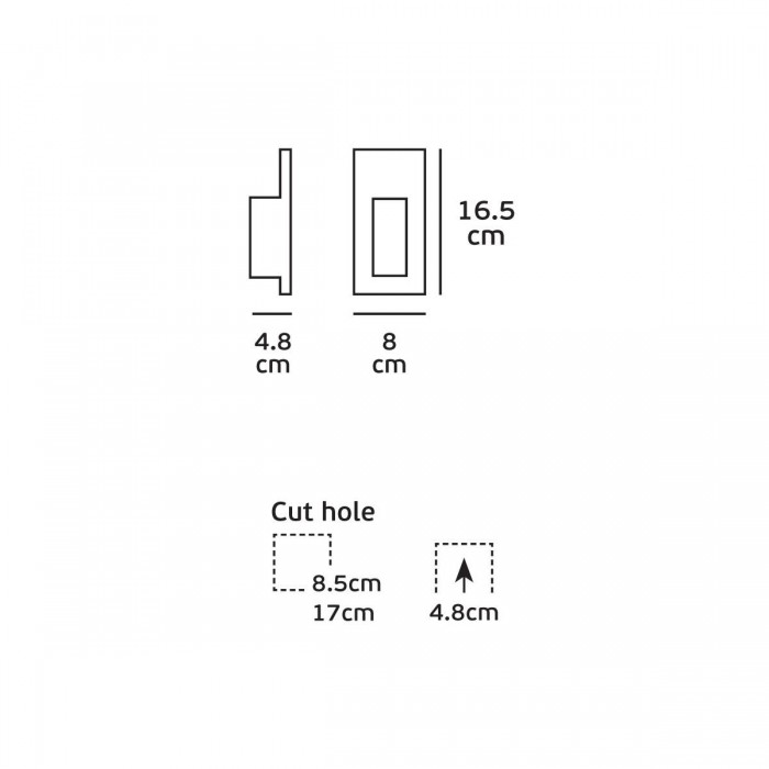 VK/09042 - Φωτιστικό τοίχου γύψινο led με τροφοδοτικό 220-240V, 1W, 153lm, 3000K, CRI>80, χωνευτό, IP20, δυνατότητα βαφής, 8x16.5x4.8cm, λευκό