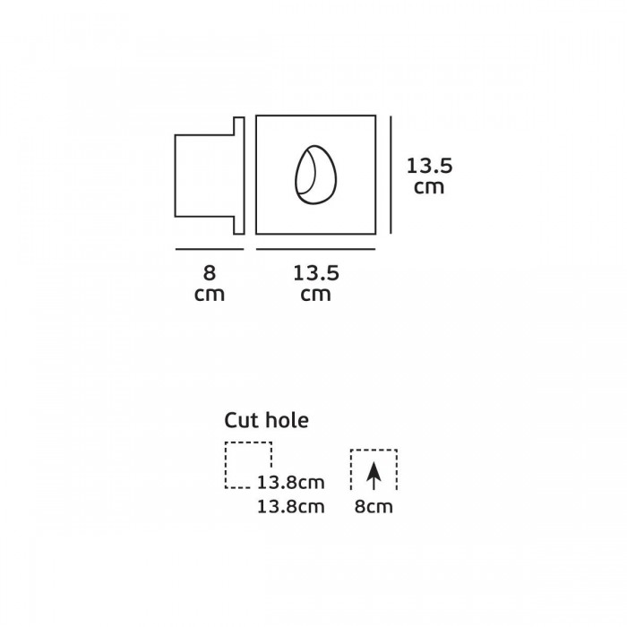 VK/09072 - Φωτιστικό οροφής γύψινο, dots, βαθύ, 240V, GU10 Max 35W, χωνευτό, IP20, δυνατότητα βαφής, 13.5x13.5x8cm, λευκό