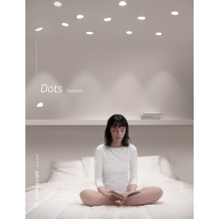 VK/09072 - Φωτιστικό οροφής γύψινο, dots, βαθύ, GU10/PAR16 Max 12W (LED), χωνευτό, IP20, δυνατότητα βαφής, 13.5x13.5x8cm, λευκό