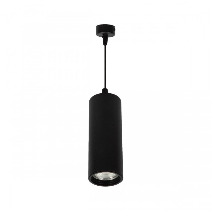 VK/04350G/PE/B - Σποτ κρεμαστό κύλινδρος, 240V, GU10/PAR16, Max 12W (LED), IP20, ø6x16cm, μαύρο