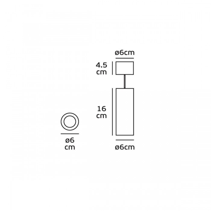 VK/04350G/PE/B - Σποτ κρεμαστό κύλινδρος, 240V, GU10/PAR16, Max 12W (LED), IP20, ø6x16cm, μαύρο