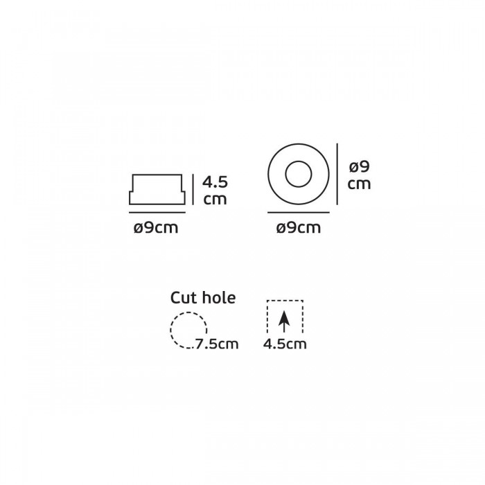 VK/04108/B/W - Χωνευτό κινητό σποτ led, 5W, 3000K, 365lm, 38°, IP20, μαύρο