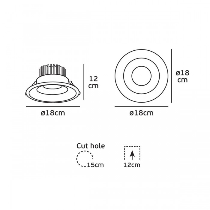  VK/04149/W/W/36 - Χωνευτό κινητό σποτ led, 15w, 3000K, 1.350lm, 36°-40°, IP65, λευκό