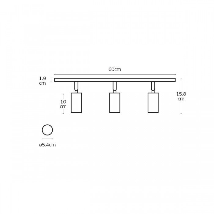 VK/03295/CE/3/B - Φωτιστικό τοίχου, μαύρο. 3xGU10. Max. 3x12W. (LED). IP20