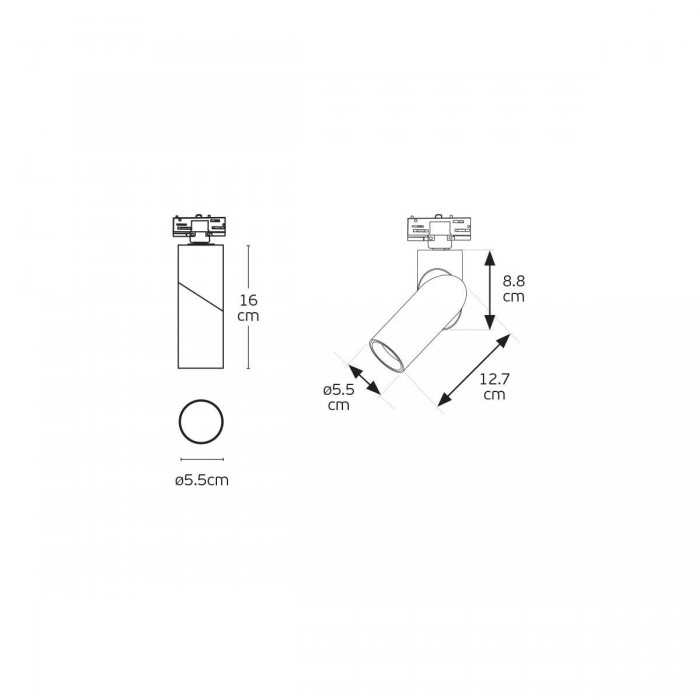 VK/03303/TR/B - 3-phase φωτιστικό ράγας, GU10/PAR16, max12W (LED), L12.7cm, IP20, μαύρο VK/03303/TR/B - 3-phase φωτιστικό ράγας, GU10/PAR16, max12W (LED), L12.7cm, IP20, μαύρο