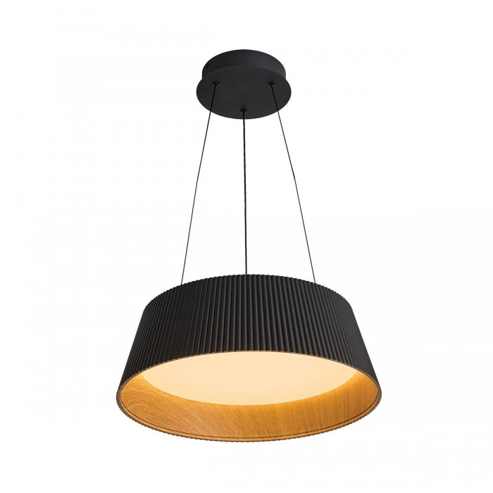 VK/04707/PE/D/B/W - Μαύρο /wood grain. 3000K. 30W. 1680lm. AC220-240V. 120°. LED SMD2835. Τροφοδοτικό Eaglerise. Οροφής/κρεμαστό. -20°C → 60°C. 50.000hrs. Dim Yes, Triac. CRI>80. Μέταλλο + ακρυλικό. IP20