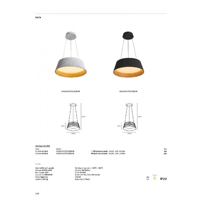 VK/04707/PE/D/B/W - Μαύρο /wood grain. 3000K. 30W. 1680lm. AC220-240V. 120°. LED SMD2835. Τροφοδοτικό Eaglerise. Οροφής/κρεμαστό. -20°C → 60°C. 50.000hrs. Dim Yes, Triac. CRI>80. Μέταλλο + ακρυλικό. IP20 VK/04707/PE/D/B/W - Μαύρο /wood grain. 3000K. 30W. 1680lm. AC220-240V. 120°. LED SMD2835. Τροφοδοτικό Eaglerise. Οροφής/κρεμαστό. -20°C → 60°C. 50.000hrs. Dim Yes, Triac. CRI>80. Μέταλλο + ακρυλικό. IP20