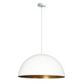 VK/03153/PE/50/W-GD - Φωτιστικό κρεμαστό καμπάνα, 240V, Ε27, Max 20W (LED), IP20, ø50x25cm, λευκό-χρυσό 