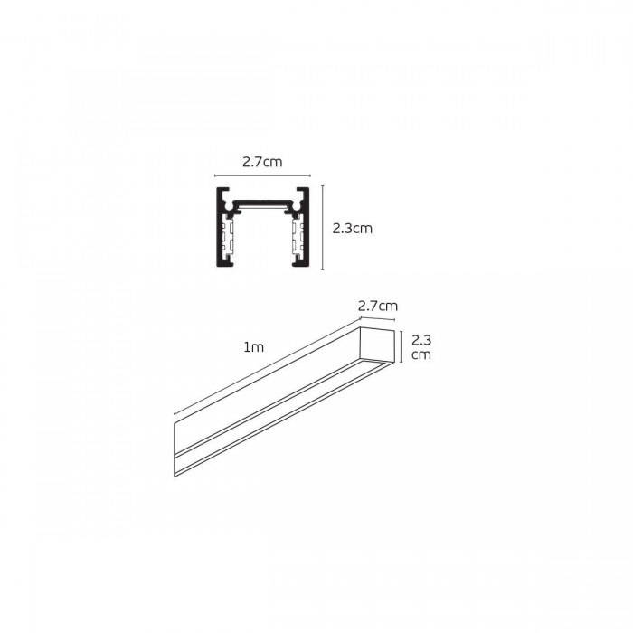 VK/04583/TR/S/1/W - EIVA, Led μαγνητική ράγα λεπτή 48V. DALI, εξωτερική/κρεμαστή. 1μ., λευκή