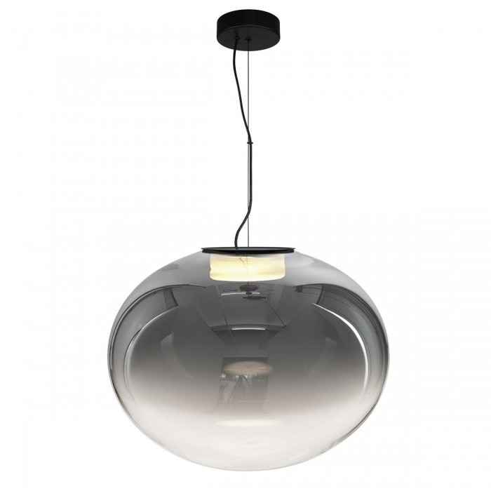 VK/04686/PE/B-SG/W/50 - Μαύρο + smoky grey. 3000K. 15W. 1.677lm. ø50cm. AC220-240V. 120°. Τροφοδοτικό Eaglerise. Οροφής/κρεμαστό. -45°C → 70°C. 25.000hrs. Dim No. CRI>80. Μεταλλική ροζέτα + γυαλί. IP20.