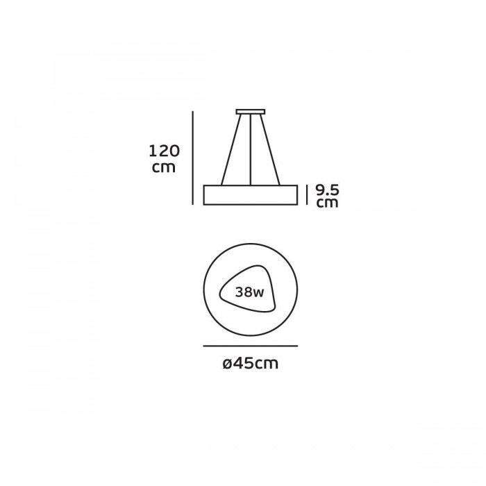 VK/04242PE/W/W/45 - Φωτιστικό LED κρεμαστό, 220-240V, 38W, 3000K, 1.900lm, CRI>80, IP20, ø45cm, λευκό