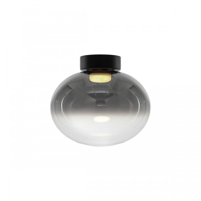 VK/04686/CE/B-SG/W/30 - Μαύρο + smoky grey. 3000K. 8W. 872lm. ø30cm. AC220-240V. 120°. Τροφοδοτικό Eaglerise. Οροφής. -45°C → 70°C. 25.000hrs. Dim No. CRI>80. Metal base + glass. IP20 