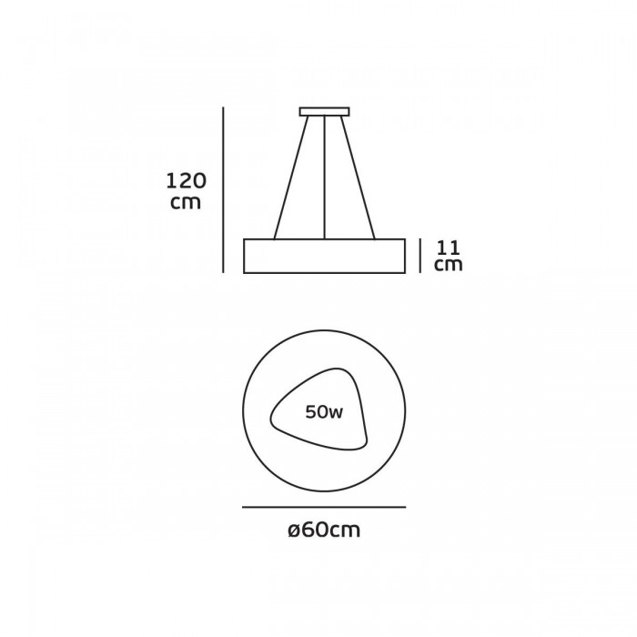 VK/04242PE/W/W/60 - Φωτιστικό LED κρεμαστό, 220-240V, 50W, 3000K, 2.500lm, CRI>80, IP20, ø60cm, λευκό