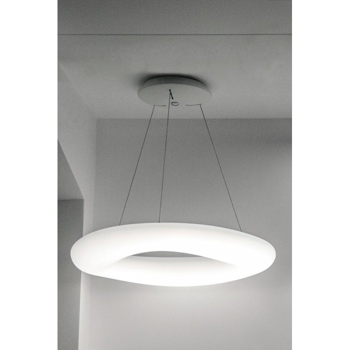 VK/04242PE/W/W/60 - Φωτιστικό LED κρεμαστό, 220-240V, 50W, 3000K, 2.500lm, CRI>80, IP20, ø60cm, λευκό