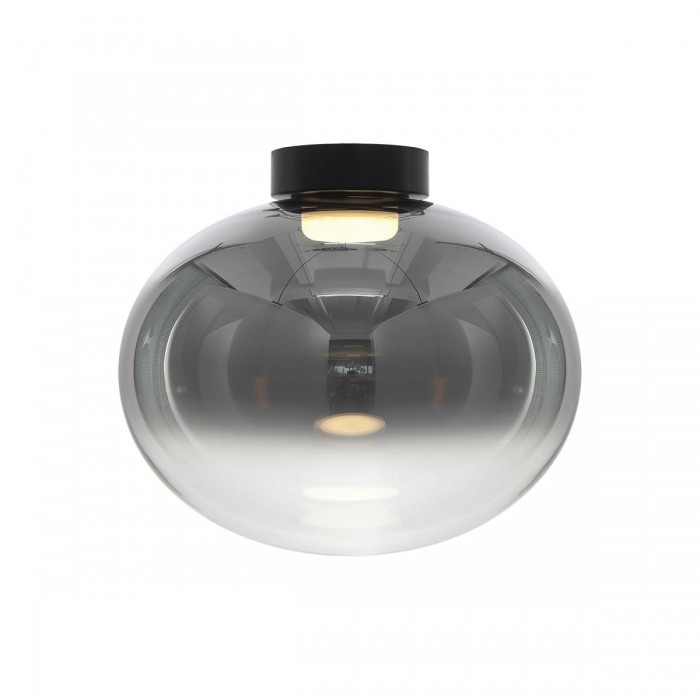 VK/04686/CE/B-SG/W/40 - Μαύρο + smoky grey. 3000K. 11W. 1.176lm. ø40cm. AC220-240V. 120°. Τροφοδοτικό Eaglerise. Οροφής. -45°C → 70°C. 25.000hrs. Dim No. CRI>80. Metal base + glass. IP20