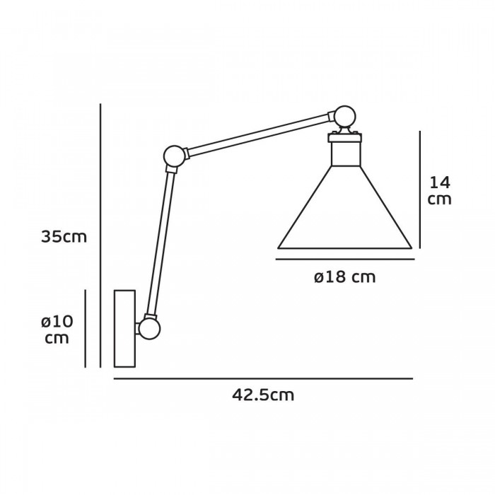 VK/03161/WA/B - Απλίκα τοίχου μεταλλική, 240V, Ε27, Max 20W (LED), IP20, 42.5x35cm, μαύρη