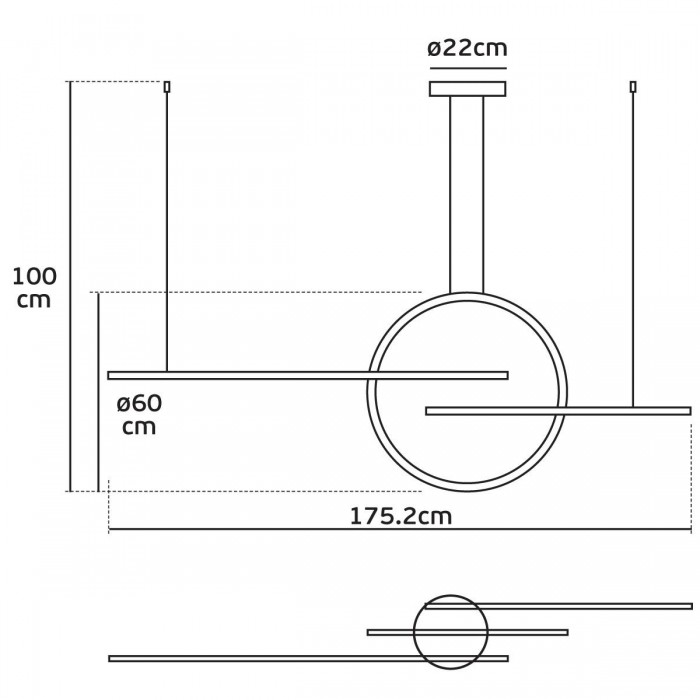 VK/04399/PE/B/W - Φωτιστικό LED κρεμαστό, 220-240V, 68W, 3000K, 6.800lm, OSRAM, CRI>80, IP20, μαύρο VK/04399/PE/B/W - Φωτιστικό LED κρεμαστό, 220-240V, 68W, 3000K, 6.800lm, OSRAM, CRI>80, IP20, μαύρο