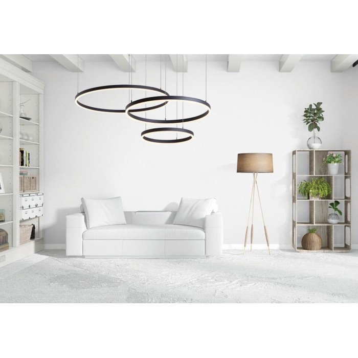 VK/04251PE/B/W/80 - Φωτιστικό LED κρεμαστό, 200-240V, 61W, 3000K, 4.424lm, CRI>80, IP20, ø80cm, μαύρο VK/04251PE/B/W/80 - Φωτιστικό LED κρεμαστό, 200-240V, 61W, 3000K, 4.424lm, CRI>80, IP20, ø80cm, μαύρο