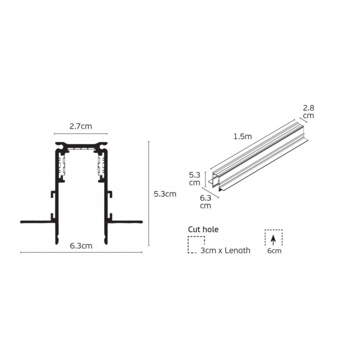 VK/04588/TR/TL/1.5/B - EIVA, Led μαγνητική ράγα λεπτή 48V. DALI, χωνευτή trimless. 1.5μ., μαύρη VK/04588/TR/TL/1.5/B - EIVA, Led μαγνητική ράγα λεπτή 48V. DALI, χωνευτή trimless. 1.5μ., μαύρη