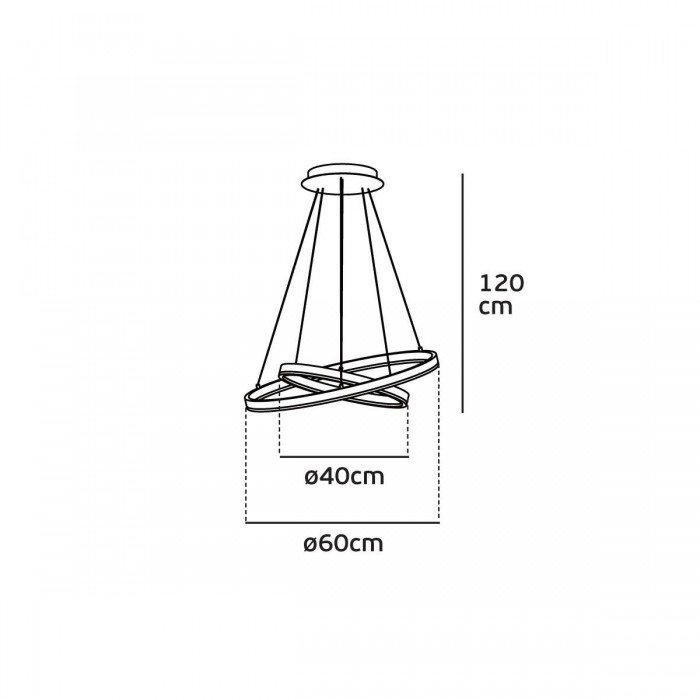 VK/04252PE/CG/W/4060 - Φωτιστικό LED κρεμαστό, 200-240V, 74W, 3000K, 4.588lm, CRI>80, IP20, ø60cm+ø40cm, σαμπανιζέ VK/04252PE/CG/W/4060 - Φωτιστικό LED κρεμαστό, 200-240V, 74W, 3000K, 4.588lm, CRI>80, IP20, ø60cm+ø40cm, σαμπανιζέ