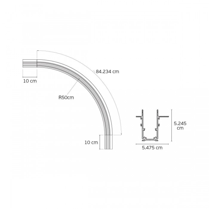 VK/04598/TR/R/50/B - EIVA, Led μαγνητική ράγα λεπτή 48V. DALI, καμπυλωτή, χωνευτή trimless R50εκ., μαύρη VK/04598/TR/R/50/B - EIVA, Led μαγνητική ράγα λεπτή 48V. DALI, καμπυλωτή, χωνευτή trimless R50εκ., μαύρη