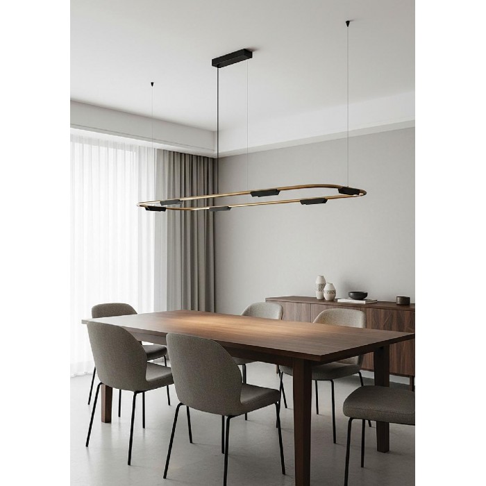 VK/04715/PE/D/B/W/163 - Μαύρο. 3000K. 38W. 6x338lm. AC200-240V. 36°. LED Bridgelux 3030. Οροφής/κρεμαστό. < 45°C. 50.000hrs. Dim Yes, Triac. CRI>90. Αλουμίνιο. IP20 
