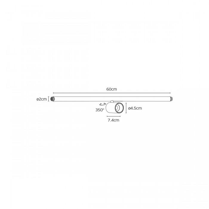 VK/04717/SPOT/DA/GDB/W/60 - Σατινέ Χρυσό + μαύρο. 3000K. 346lm. 7W. CRI>90. 60cm φωτιστικό ράγας LED. DC48V. Dim Dali. 24°. LED Bridgelux E6 CA-A. 50.000 hrs. -20°C → 45°C. Αλουμίνιο. IP20