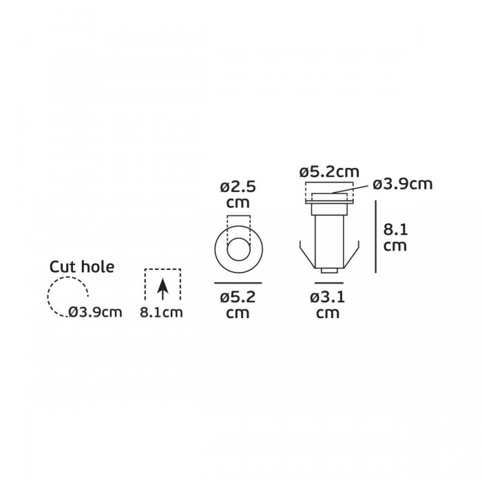 VK/02118/WW/10 - Φωτιστικό Led δαπέδου χωνευτό, 100-240V, 2.2W, 2700K, 10°, 180lm, CRI>80, IP68, ø5.2x8.1cm, ατσάλι