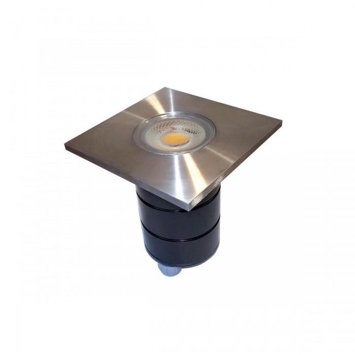 VK/01053/316/MC - Φωτιστικό δαπέδου χωνευτό, GU10 Max 12W (LED), Δαχτυλίδι ανοξείδωτο 316. IP65, 10x10x9.6cm, νίκελ ματ