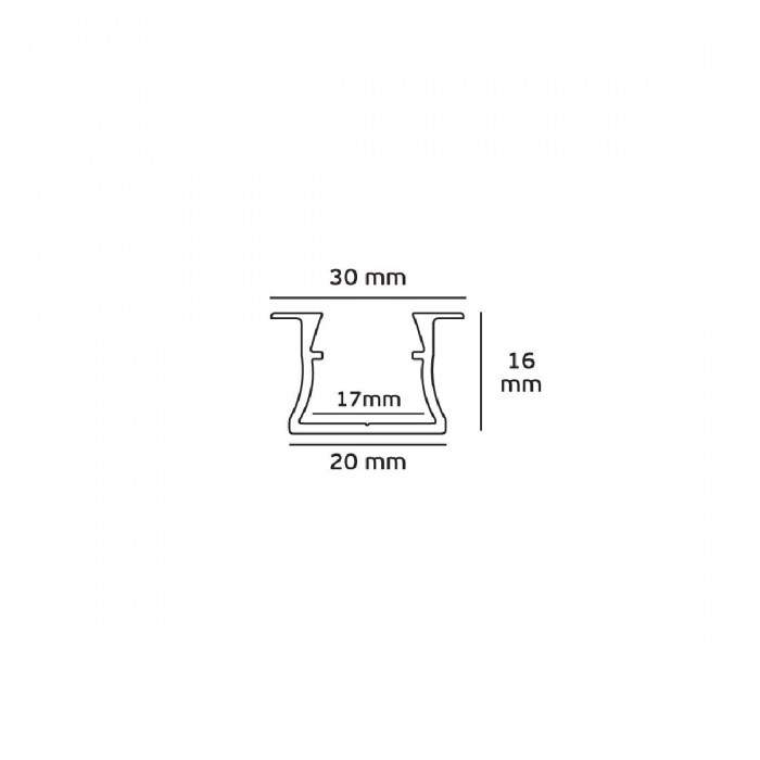 VK/D2/AL - Προφίλ αλουμινίου για LED ταινίες, IP20. 2000x30x16mm VK/D2/AL - Προφίλ αλουμινίου για LED ταινίες, IP20. 2000x30x16mm