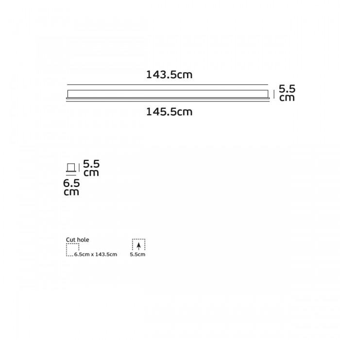 VK/04159/144/W/C - LED Γραμμικό φωτιστικό, χωνευτό, 26W, 4.000lm, 143.5cm, 4000K, 220-240V, IP20, λευκό