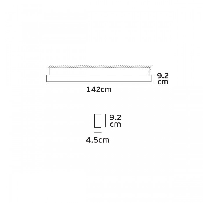 VK/04463/142/B/W - LED Γραμμικό φωτιστικό πάνω-κάτω, κρεμαστό 21W/3.430lm πάνω, 26W/4.350lm κάτω, 142cm, 3000K, 220-240V, IP20, μαύρο 