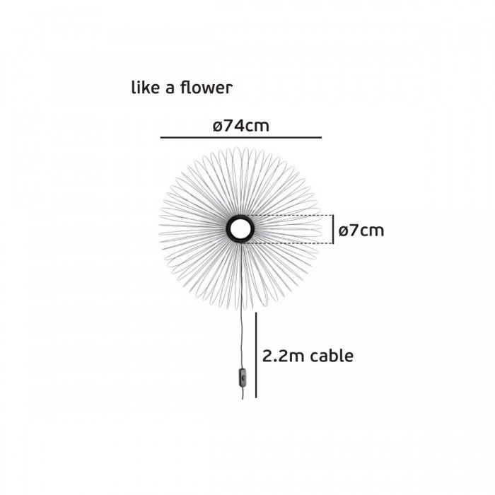 VK/04255WA/B/WW - Επίτοιχο φωτιστικό, 220-240V, 8W, 2700K, IP20, ø61-74cm, μαύρο VK/04255WA/B/WW - Επίτοιχο φωτιστικό, 220-240V, 8W, 2700K, IP20, ø61-74cm, μαύρο
