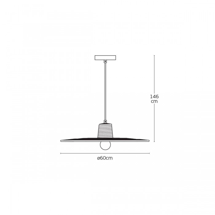 VK/03320/PE/B/60 - Φωτιστικό κρεμαστό, μαύρο. E27. Max 20W (LED). Ø60cm. IP20